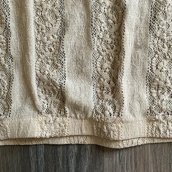 Vintage tan lace long sleeve blouse by Poof - Picture 5 of 6